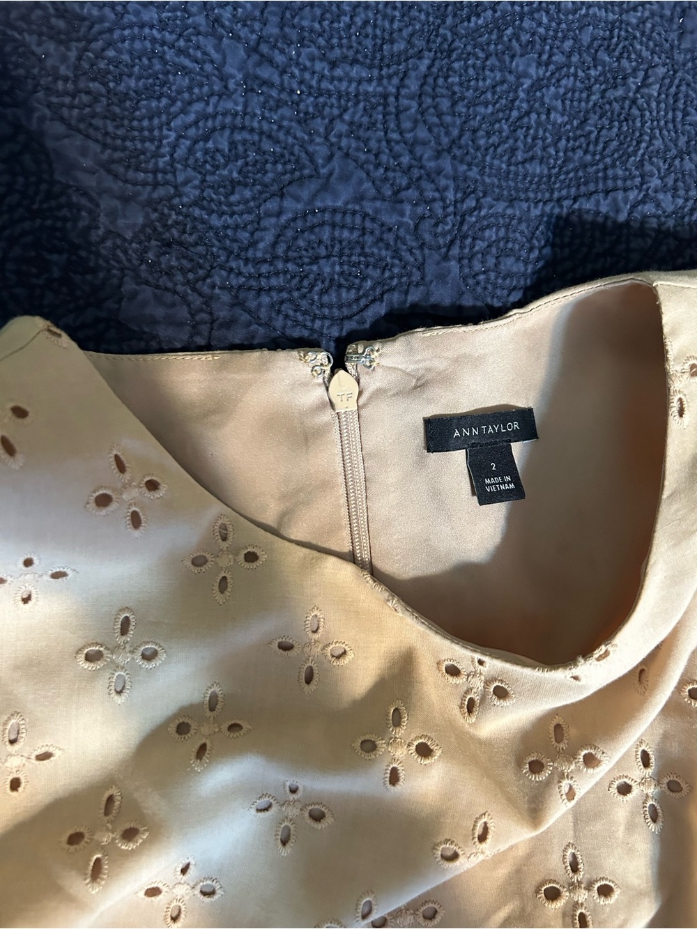 Ann Taylor Mustard Pleated Eyelet Midi Dress - Picture 9 of 10